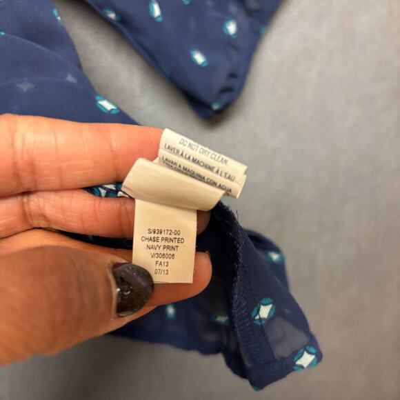 Old Navy Navy Sheer Printed Peasant Blouse XL Boho Cottagecore Geometric Top - Picture 6 of 10